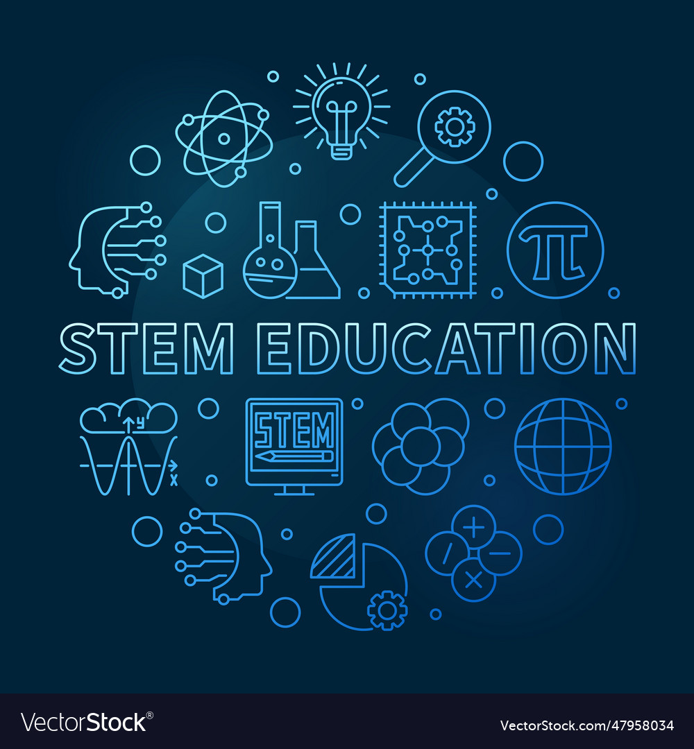 Stem education outline circle shaped science