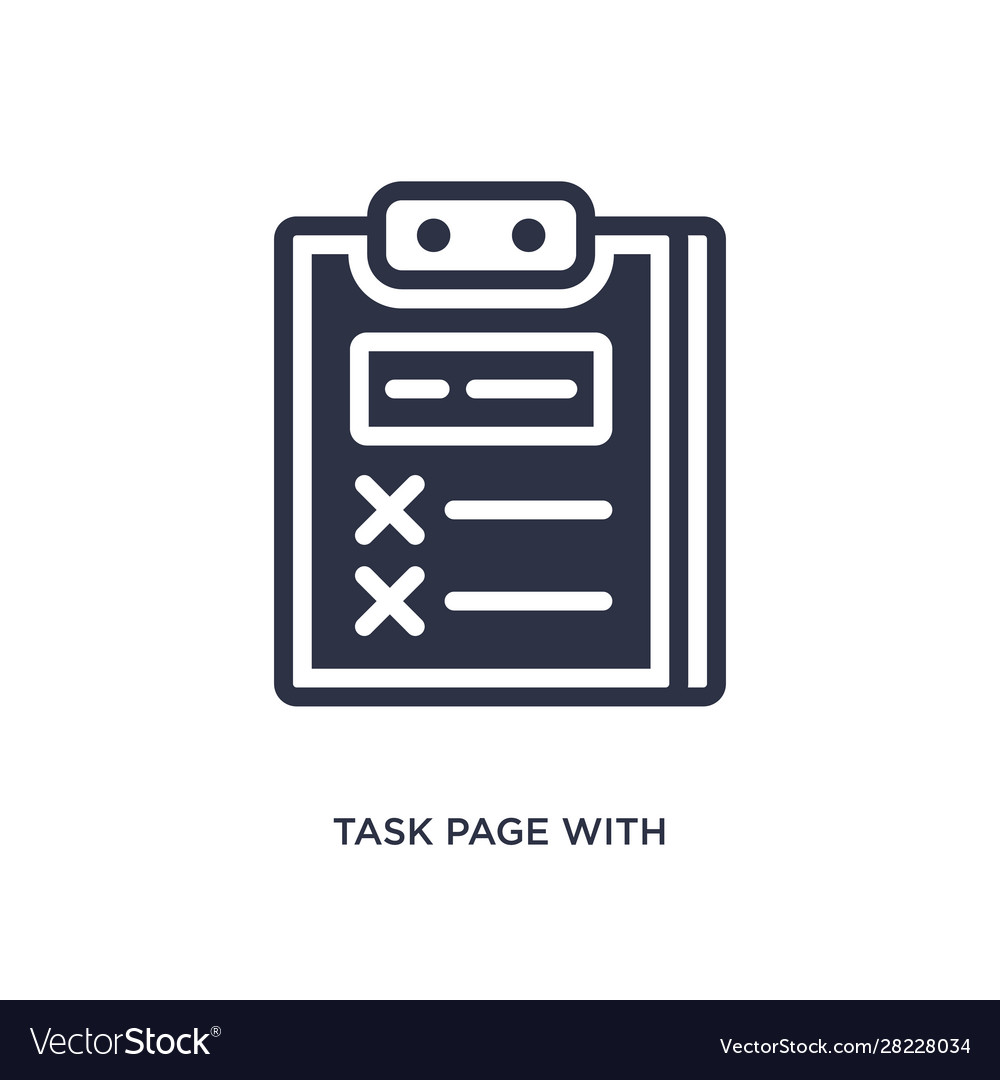 Task page with marks icon on white background