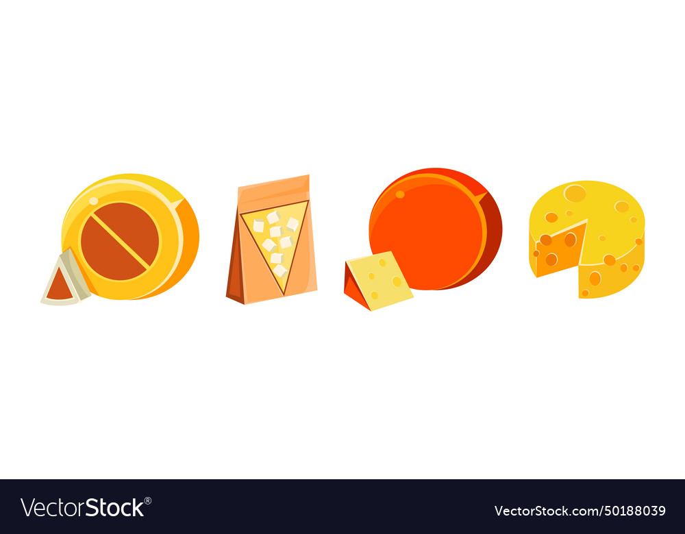 Cheese different type flat icon and object Vector Image Cheese different type flat icon and object