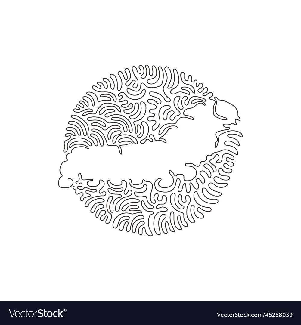Continuous curve one line drawing of leaf vector image Continuous curve one line drawing of leaf