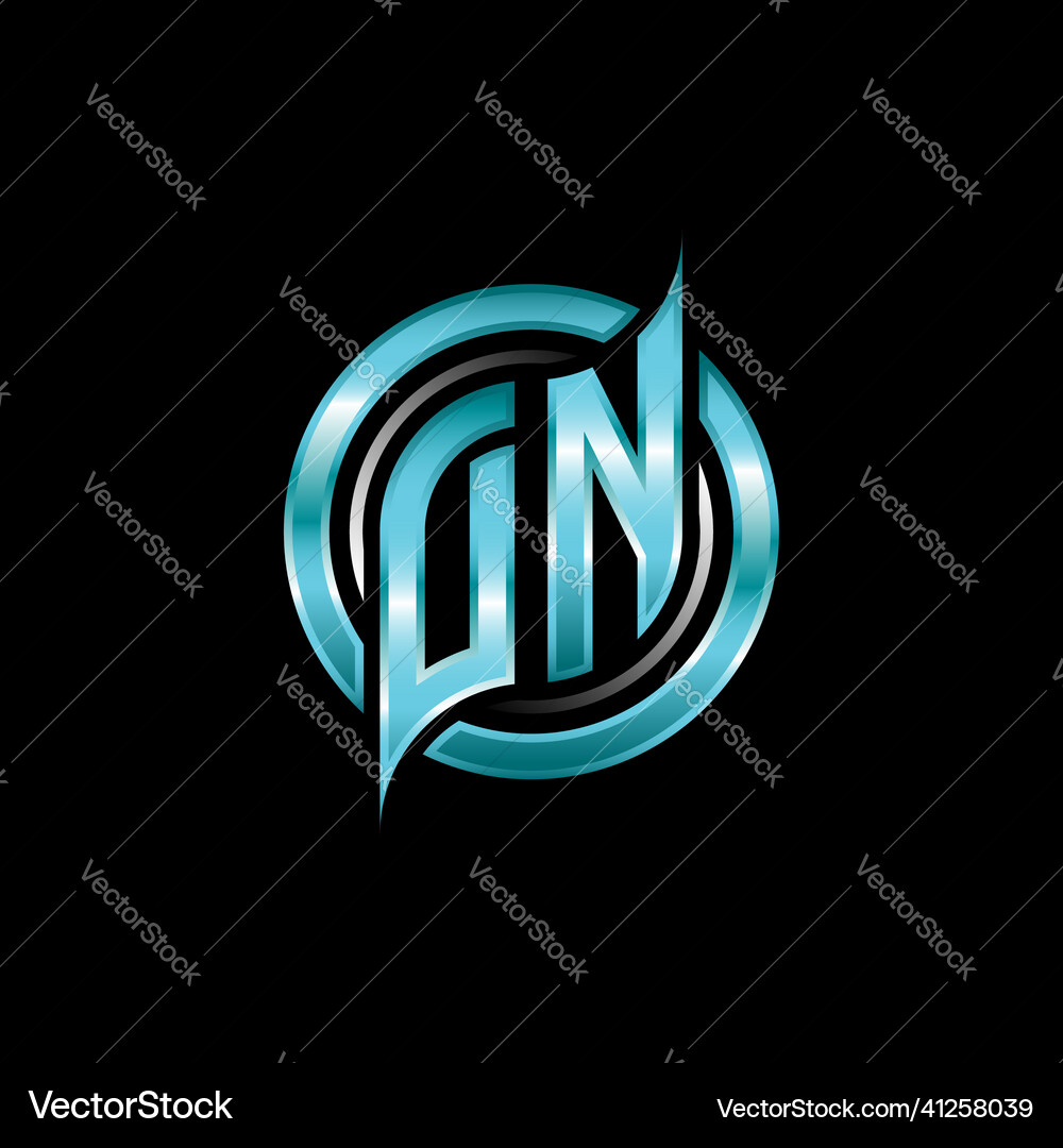 Dn initial monogram logo circle rounded Royalty Free Vector
