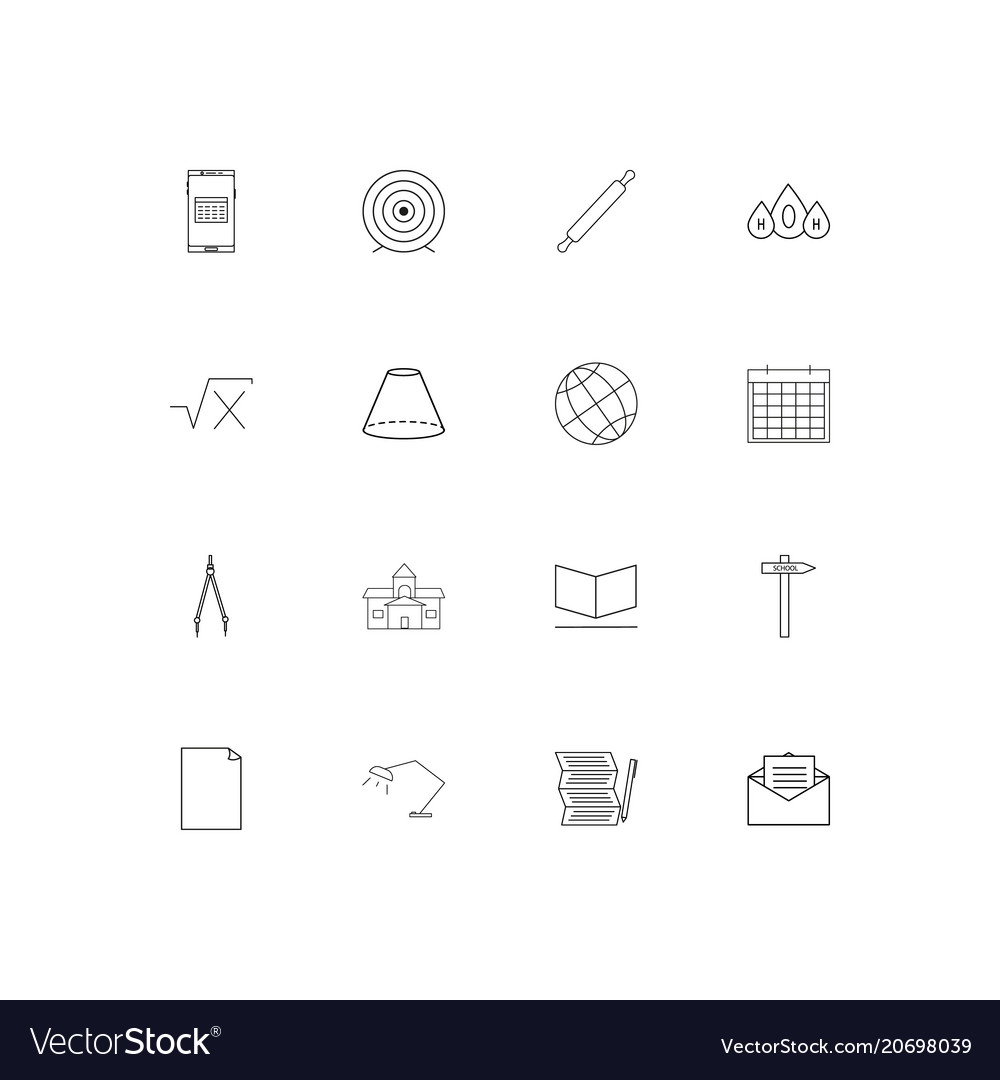 Education and science simple linear icons set