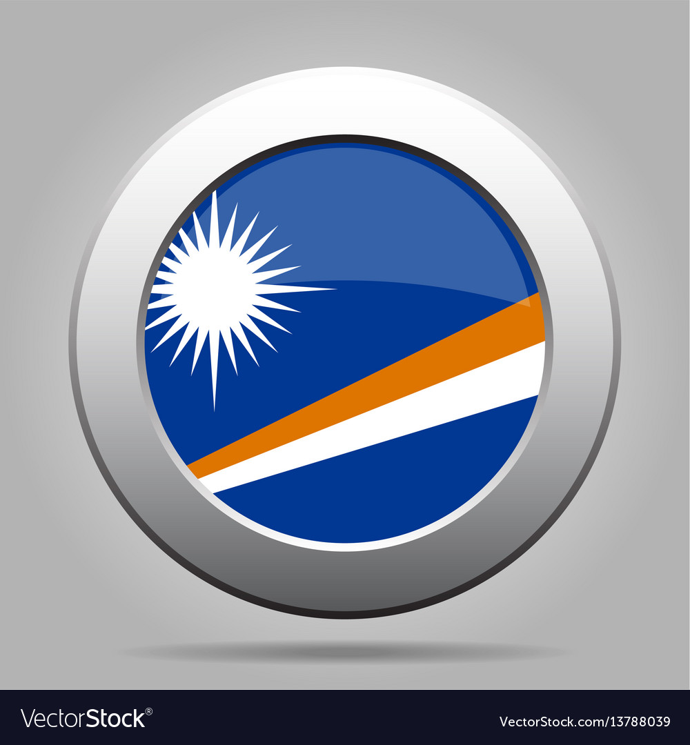 Flag of marshall islands metal gray round button