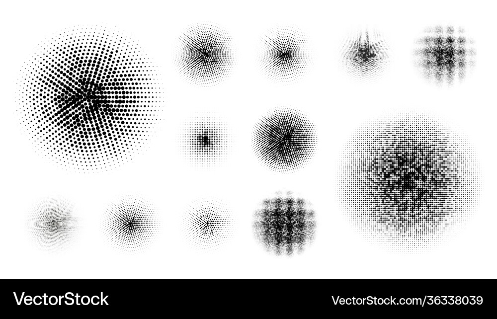 Halftone circles set retro Royalty Free Vector Image