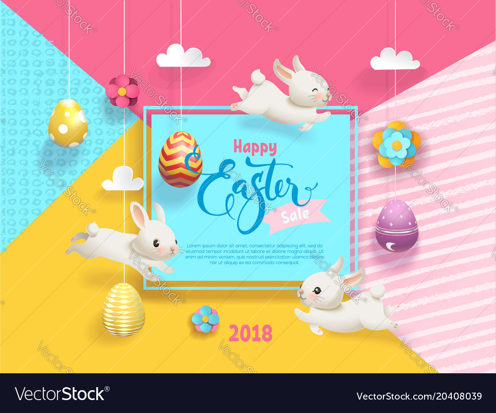 Happy easter sale card decorated eggs hanging