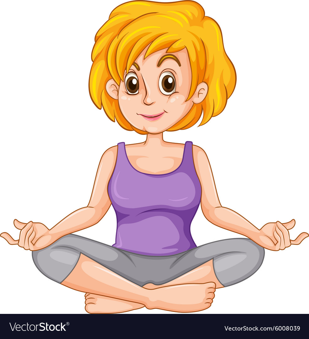 Middle aged woman doing yoga Royalty Free Vector Image