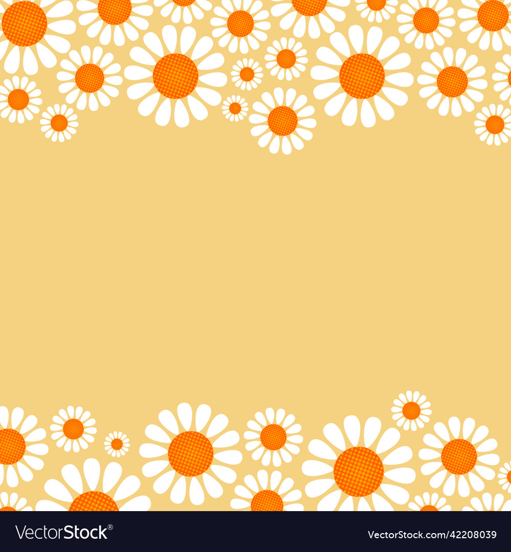 Orange spring floral frame border Royalty Free Vector Image