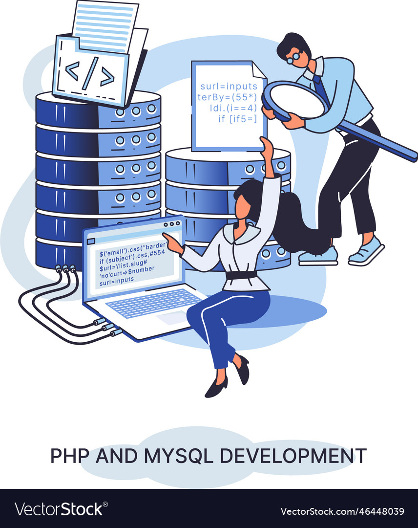 Php und mysql Entwicklungssoftware Webseite Vector Image Php und mysql Entwicklungssoftware Webseite