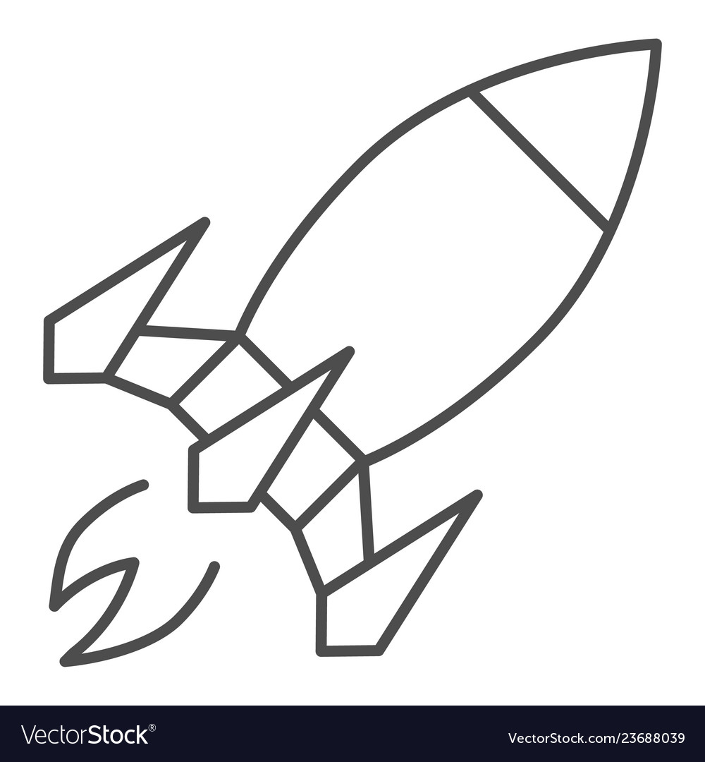 Rocket thin line icon spaceship vector image Rocket thin line icon spaceship