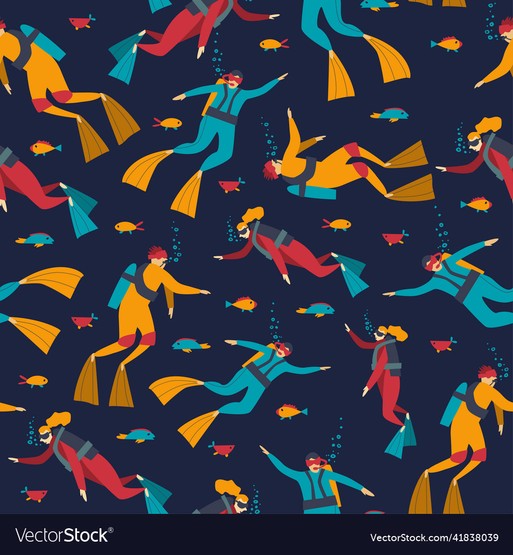 Seamless pattern with divers