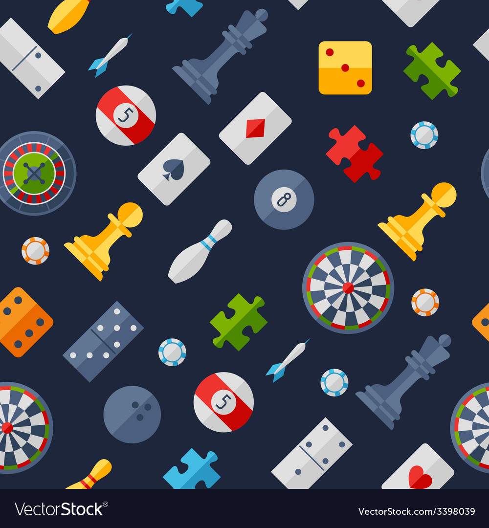 Seamless pattern with game icons in flat design