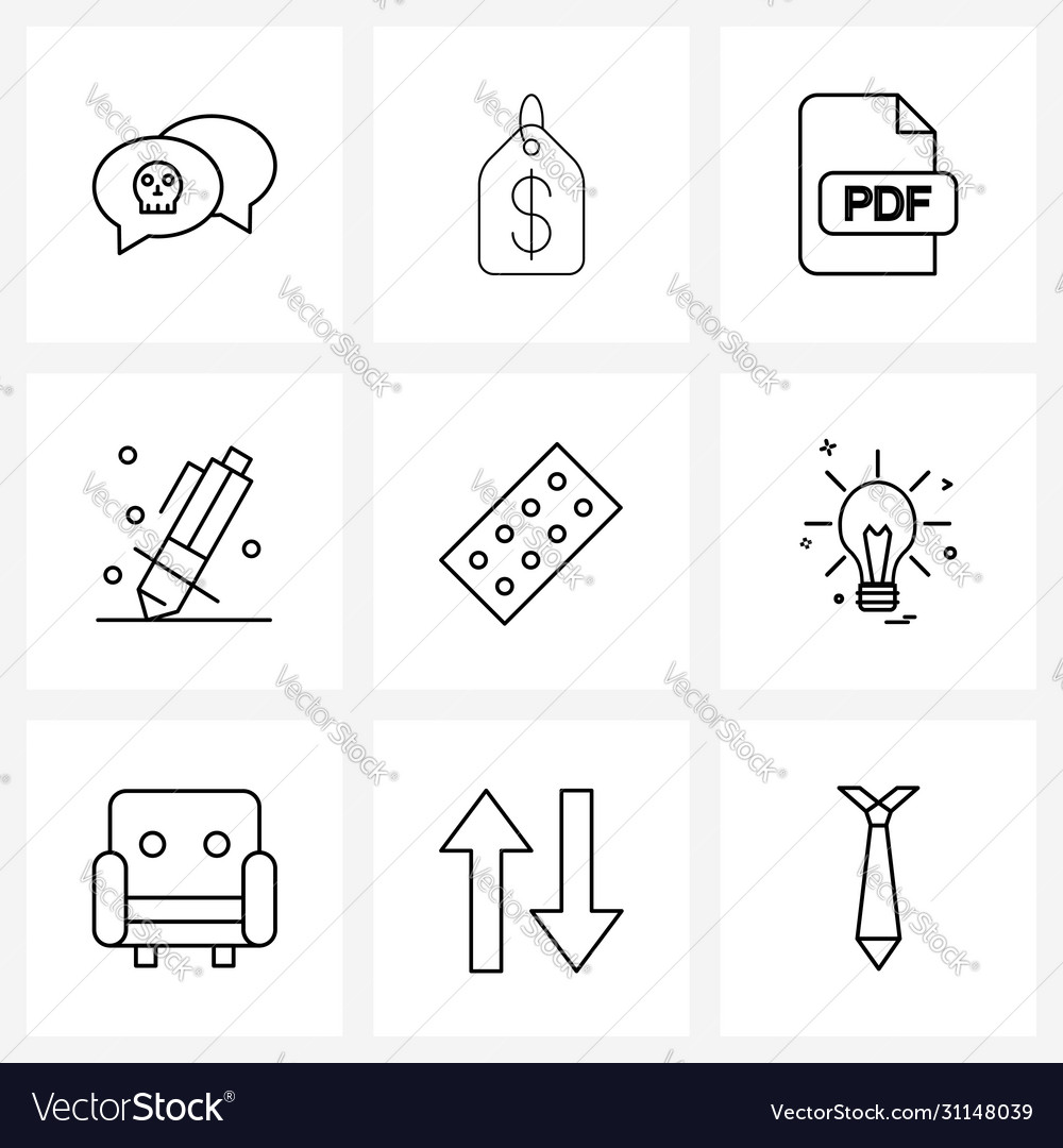 Set 9 simple line icons learn draw pdf