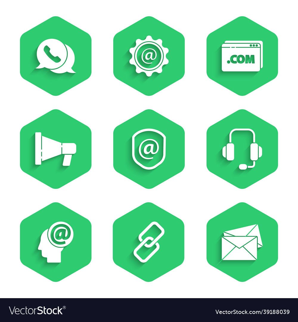 Set shield with mail and e-mail chain link vector image Set shield with mail and e-mail chain link