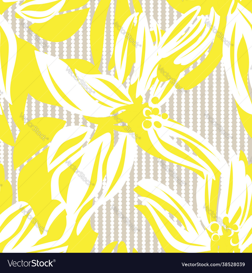 Yellow floral seamless pattern with striped Vector Image