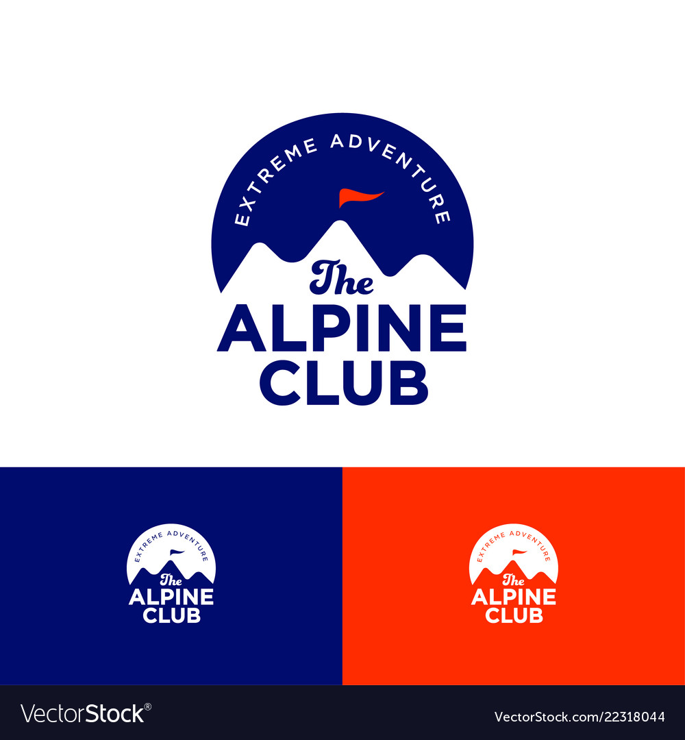 Alpine club logo mountains peaks on circle