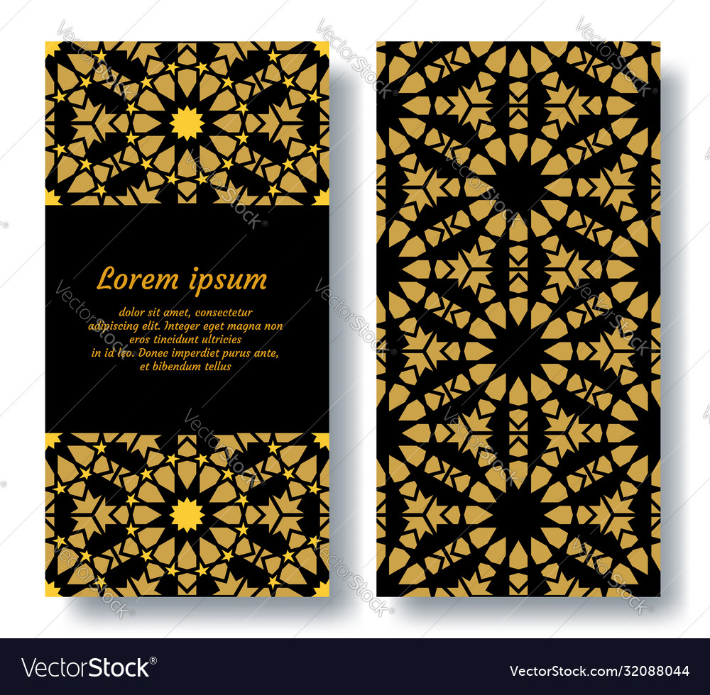 Arabic gold and black double card design