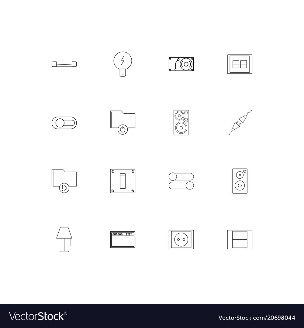 Electrical simple linear icons set outlined
