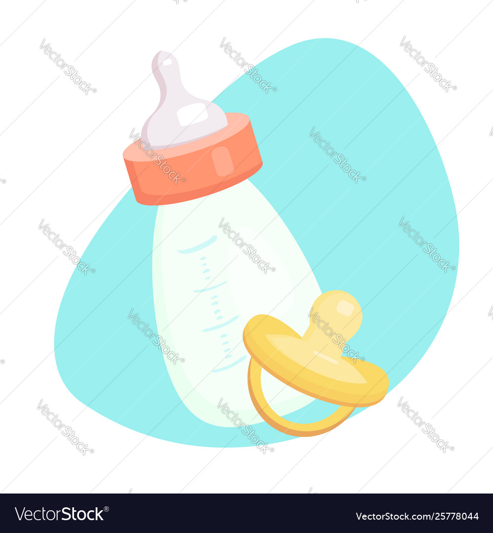 Flat baby bottle with milk vector image Flat baby bottle with milk