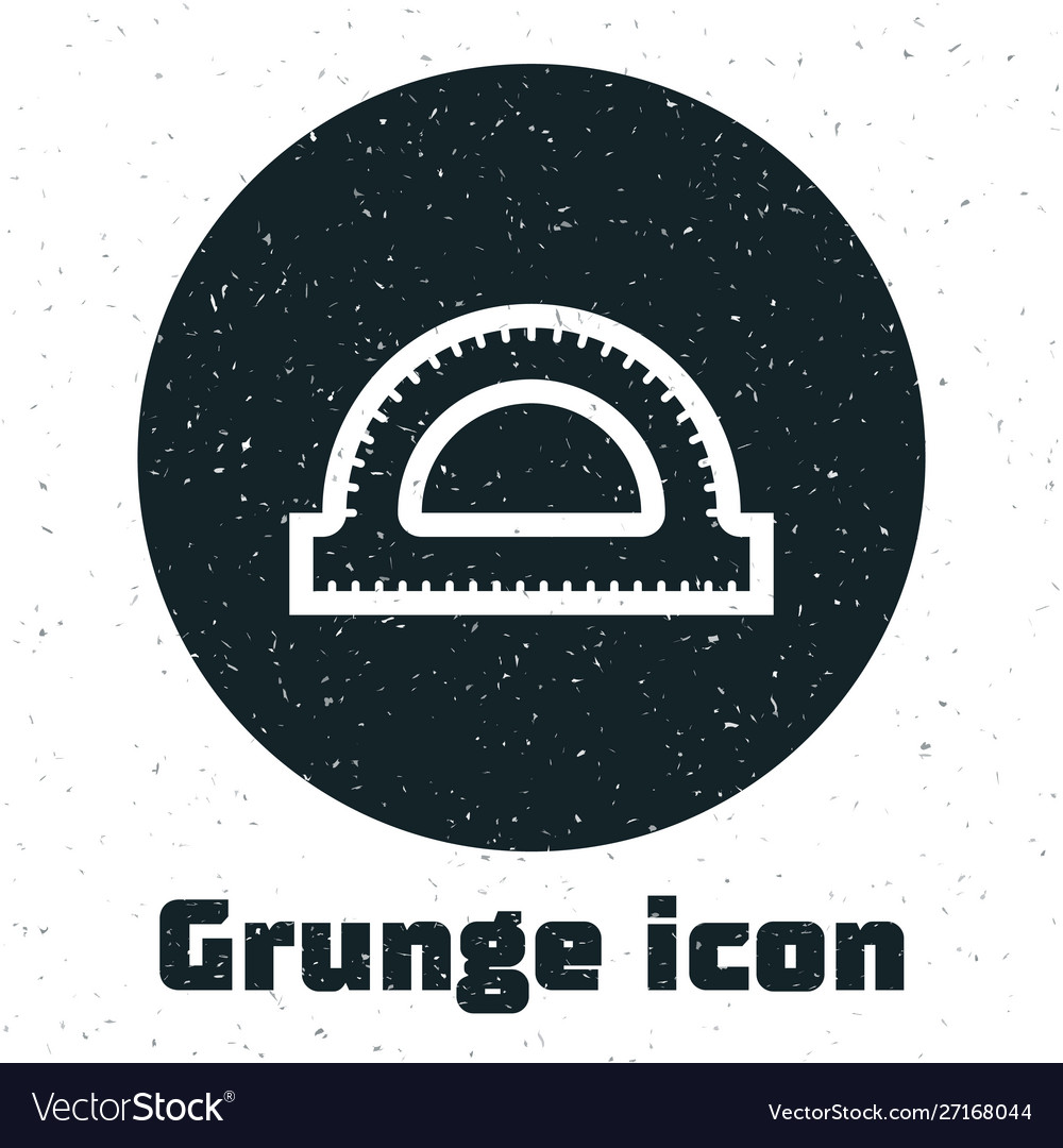 Grunge protractor grid for measuring degrees icon
