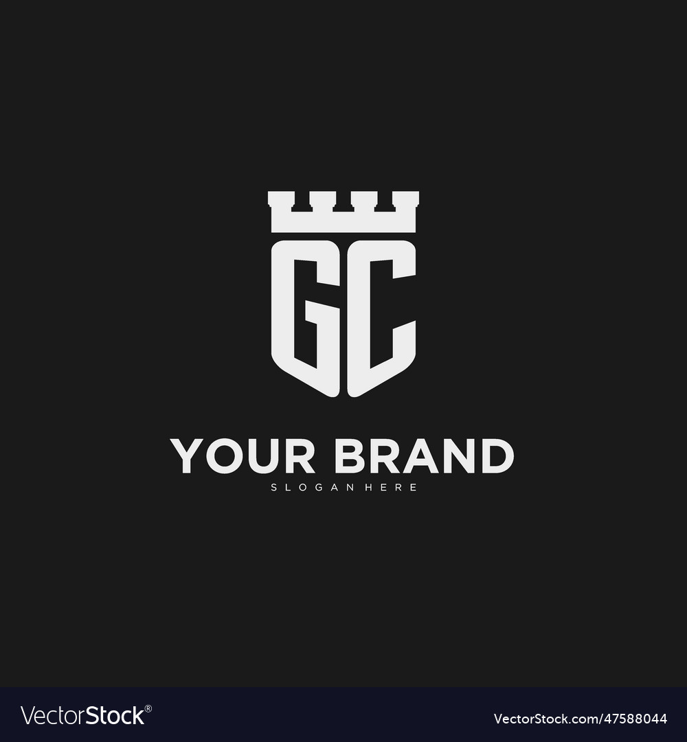 Initials gc logo monogram with shield Royalty Free Vector