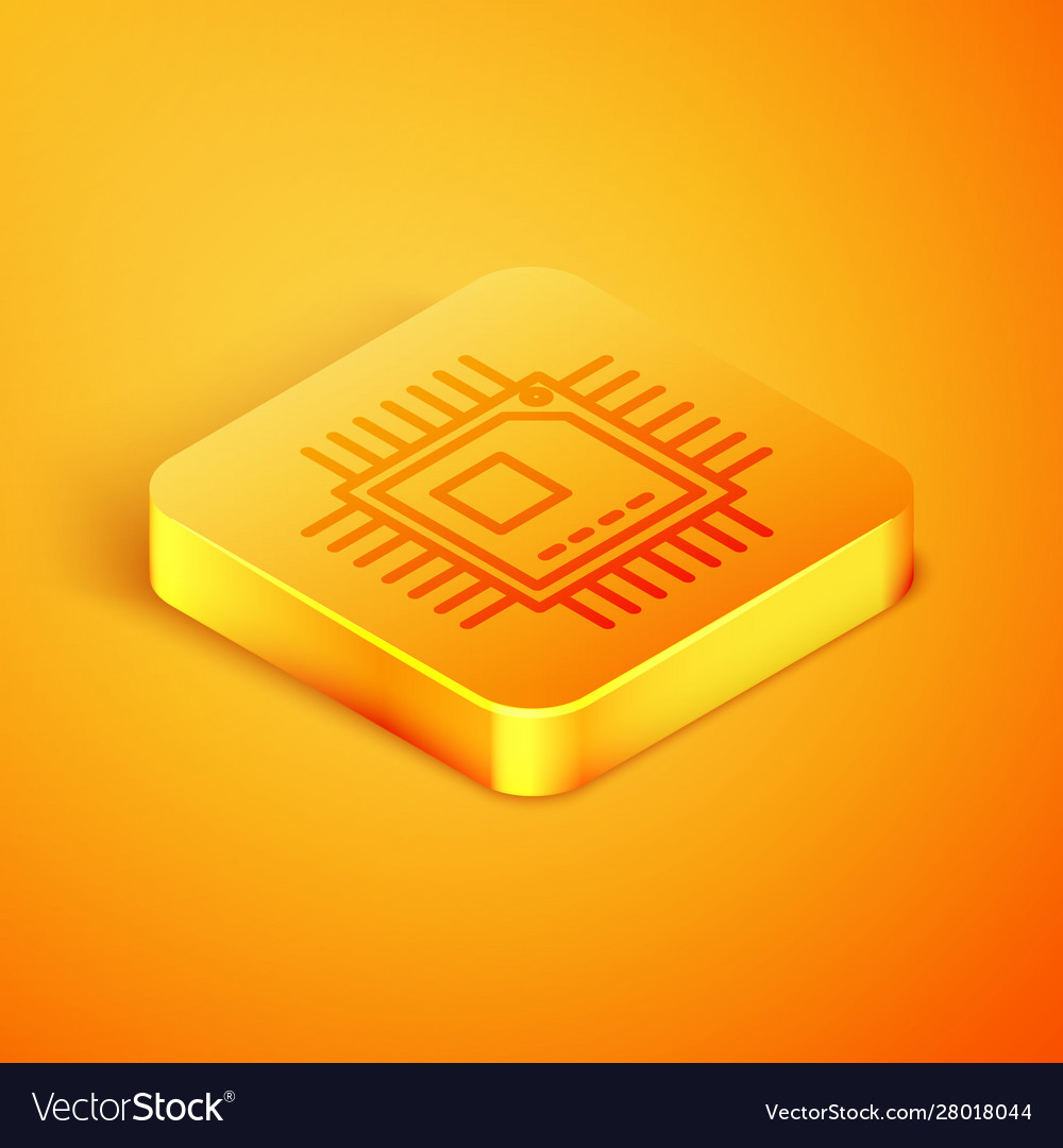Isometric line computer processor vector image Isometric line computer processor