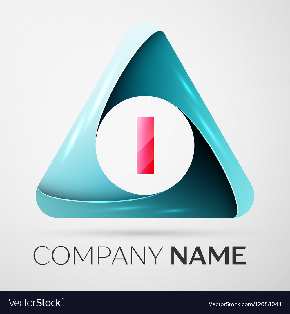 Letter i logo symbol in the colorful triangle