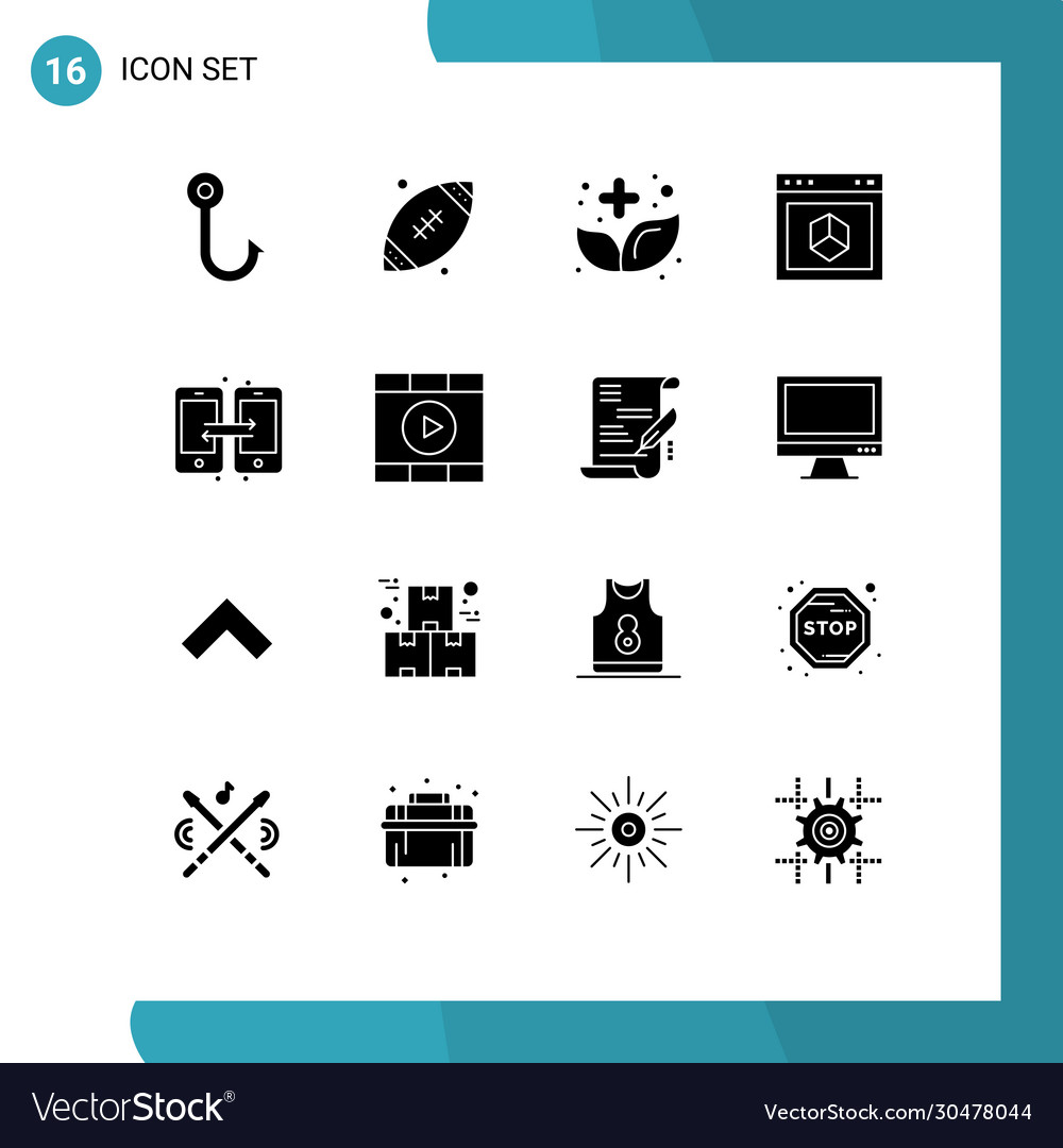 Pictograph set 16 simple solid glyphs