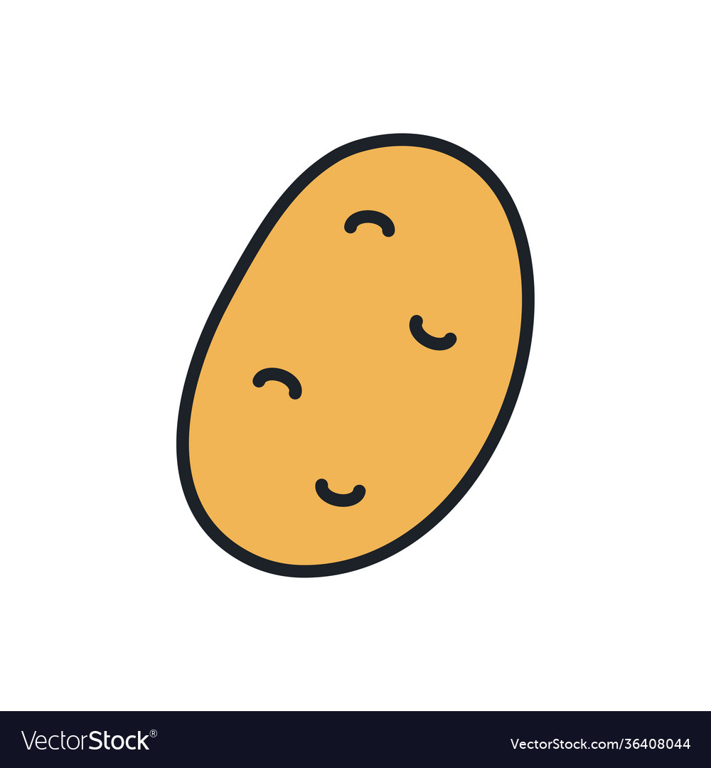 Potato icon linear color contour shape vector image Potato icon linear color contour shape