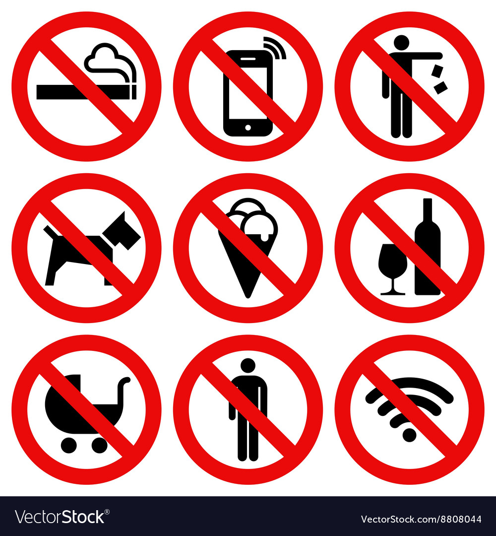 forbidden sign - prohibition signs - vector set Stock Vector