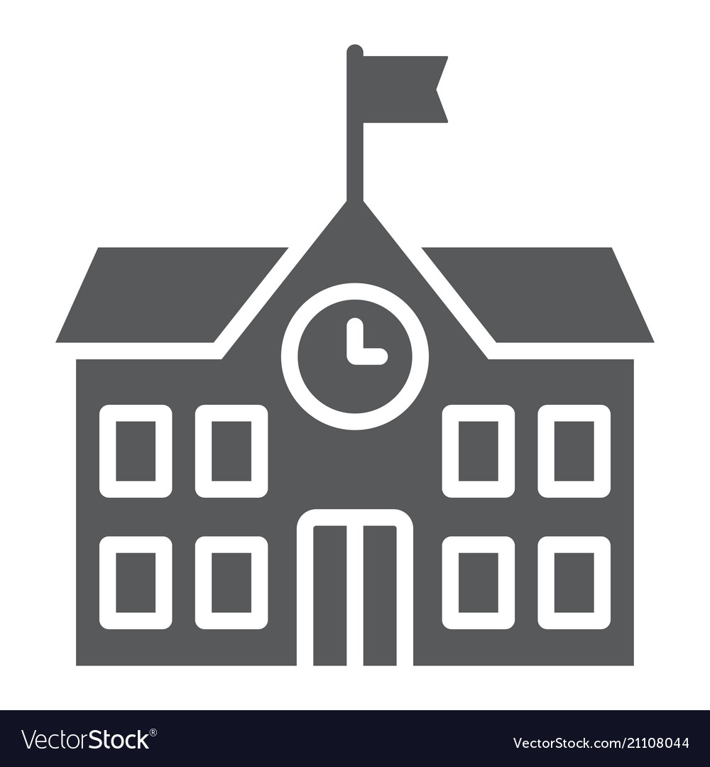 School building glyph icon and education