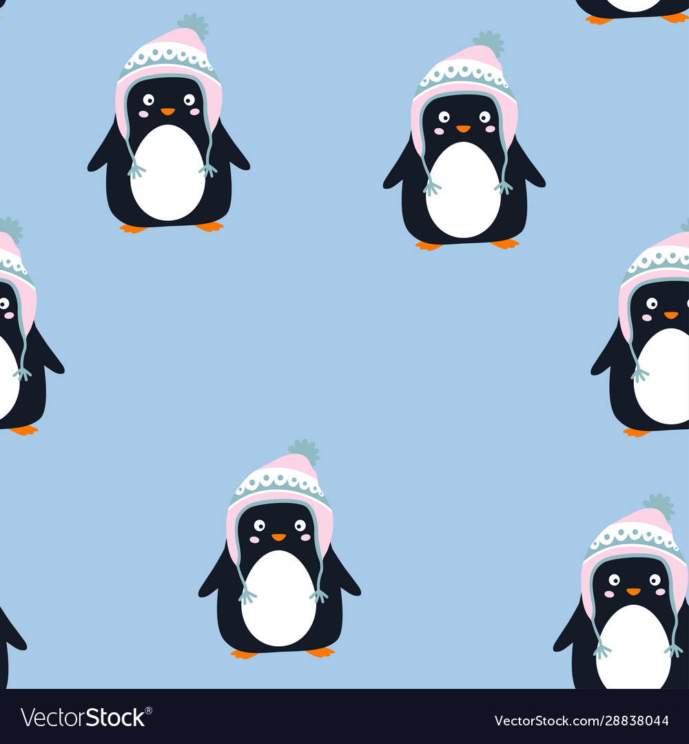 Seamless pattern penguin isolated Vector Image Seamless pattern penguin isolated