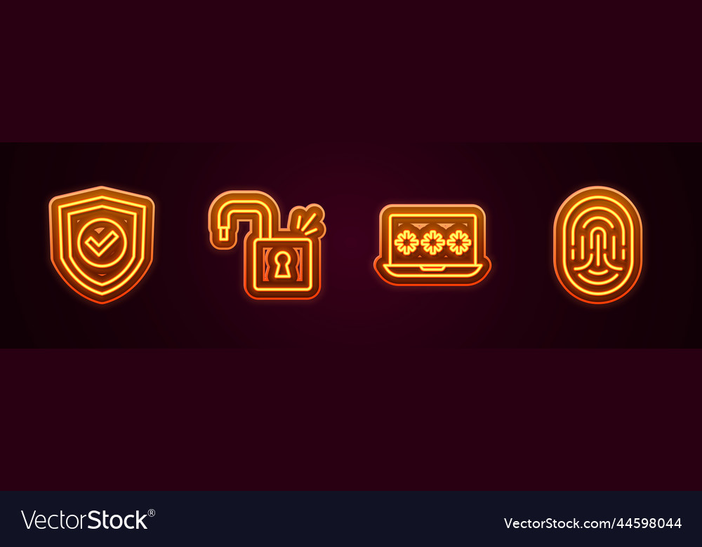 Set line shield with check mark open padlock vector image Set line shield with check mark open padlock