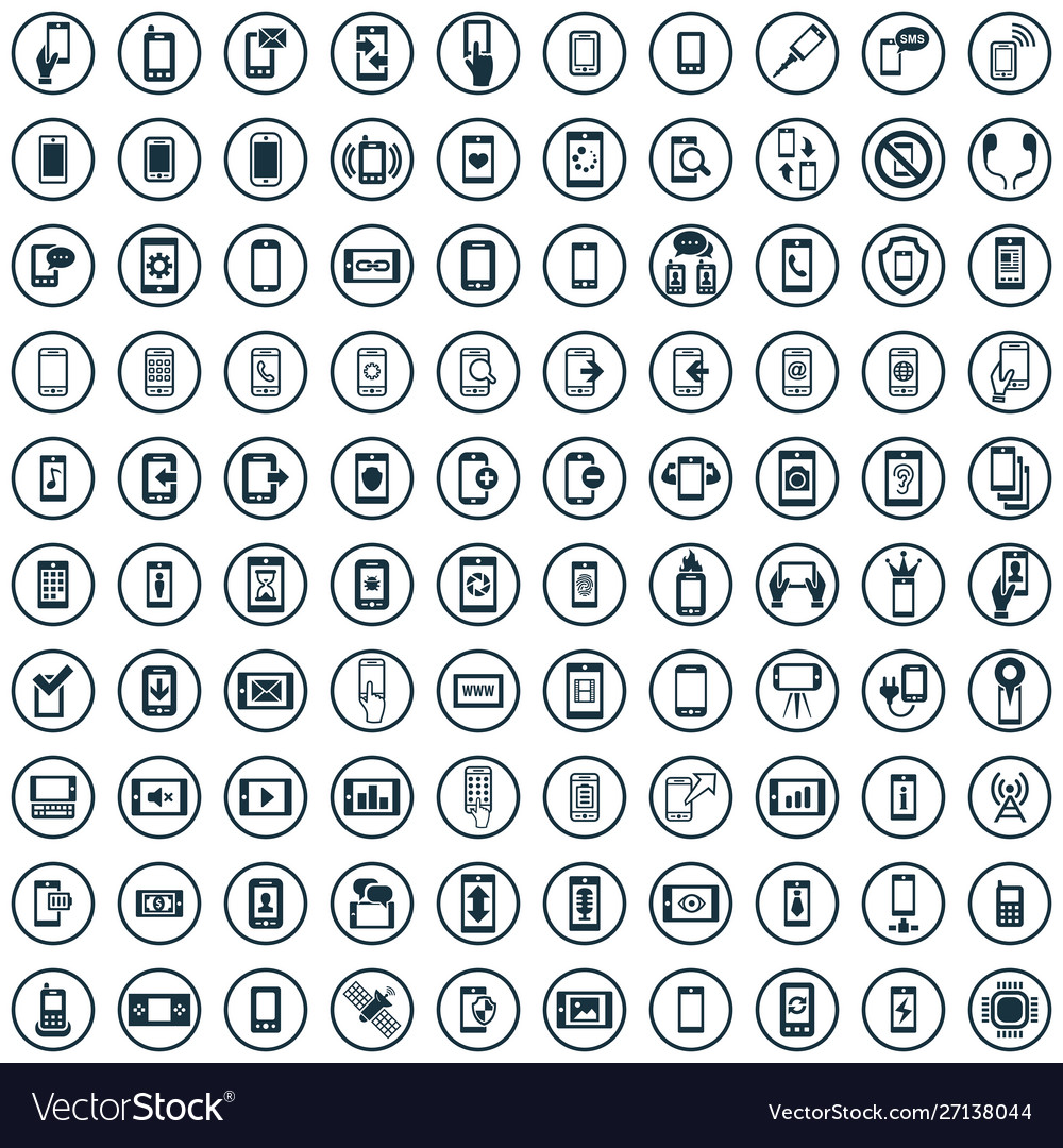 Smartphone 100 icons universal set for web and ui