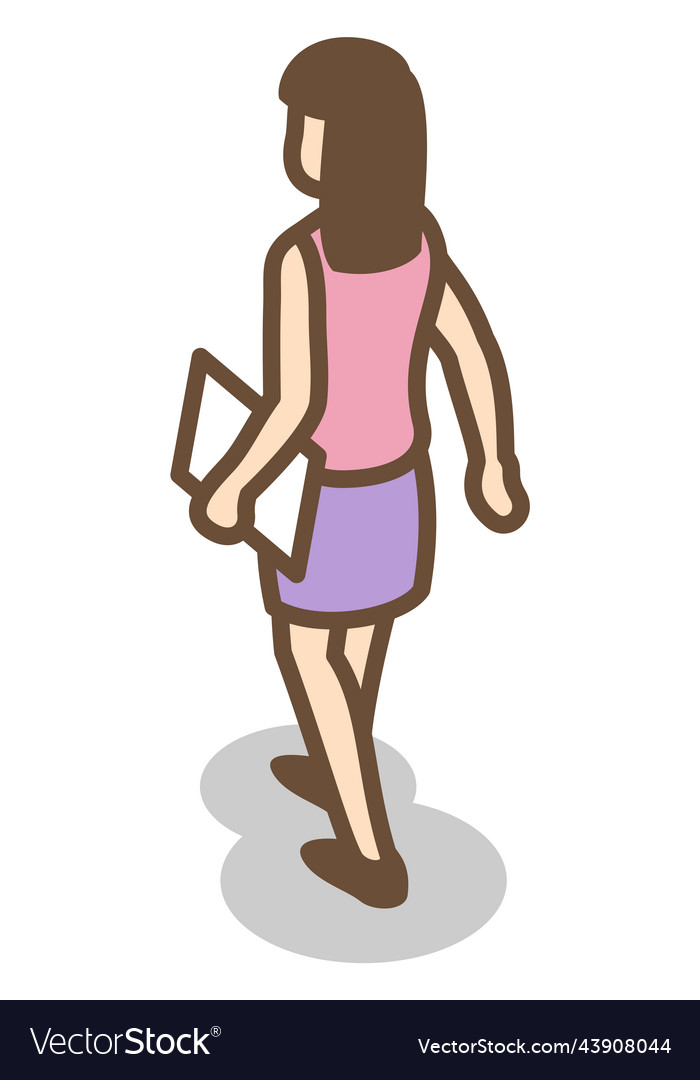 Woman carrying paper document isometric person