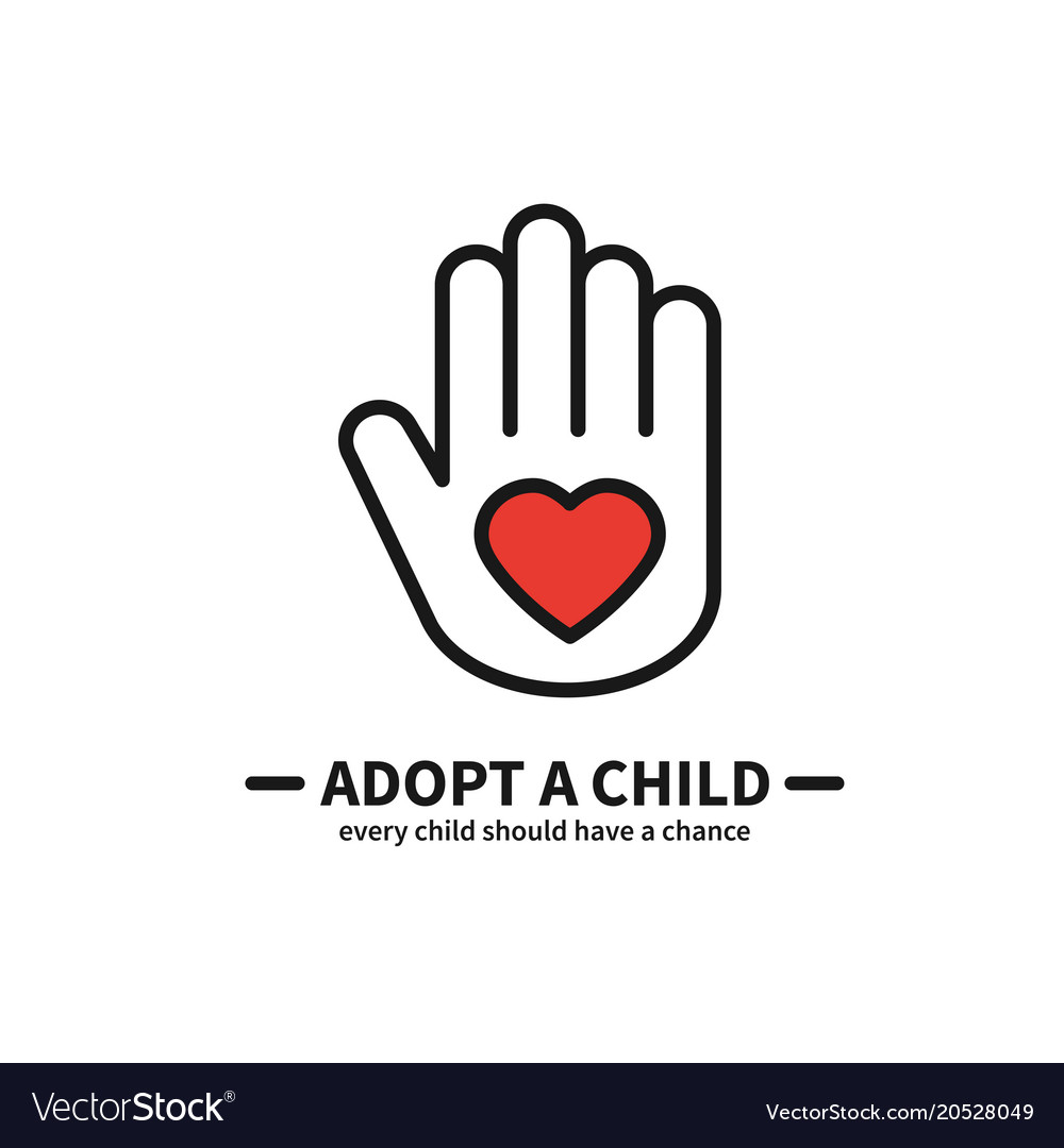 Adopt a child hand with heart line icon