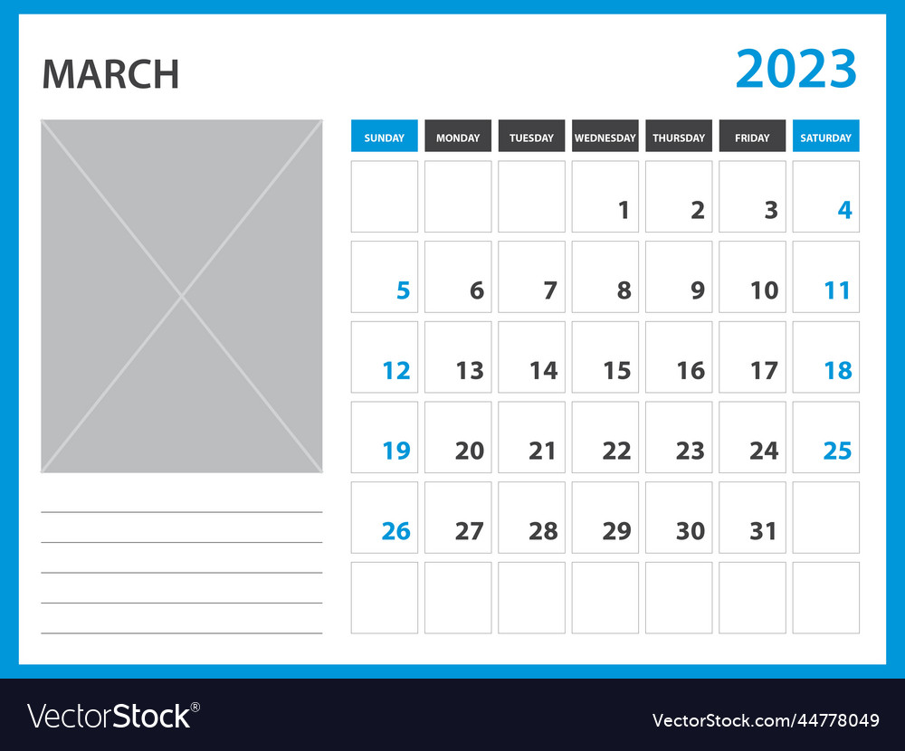 Calendar 2023 year template - march