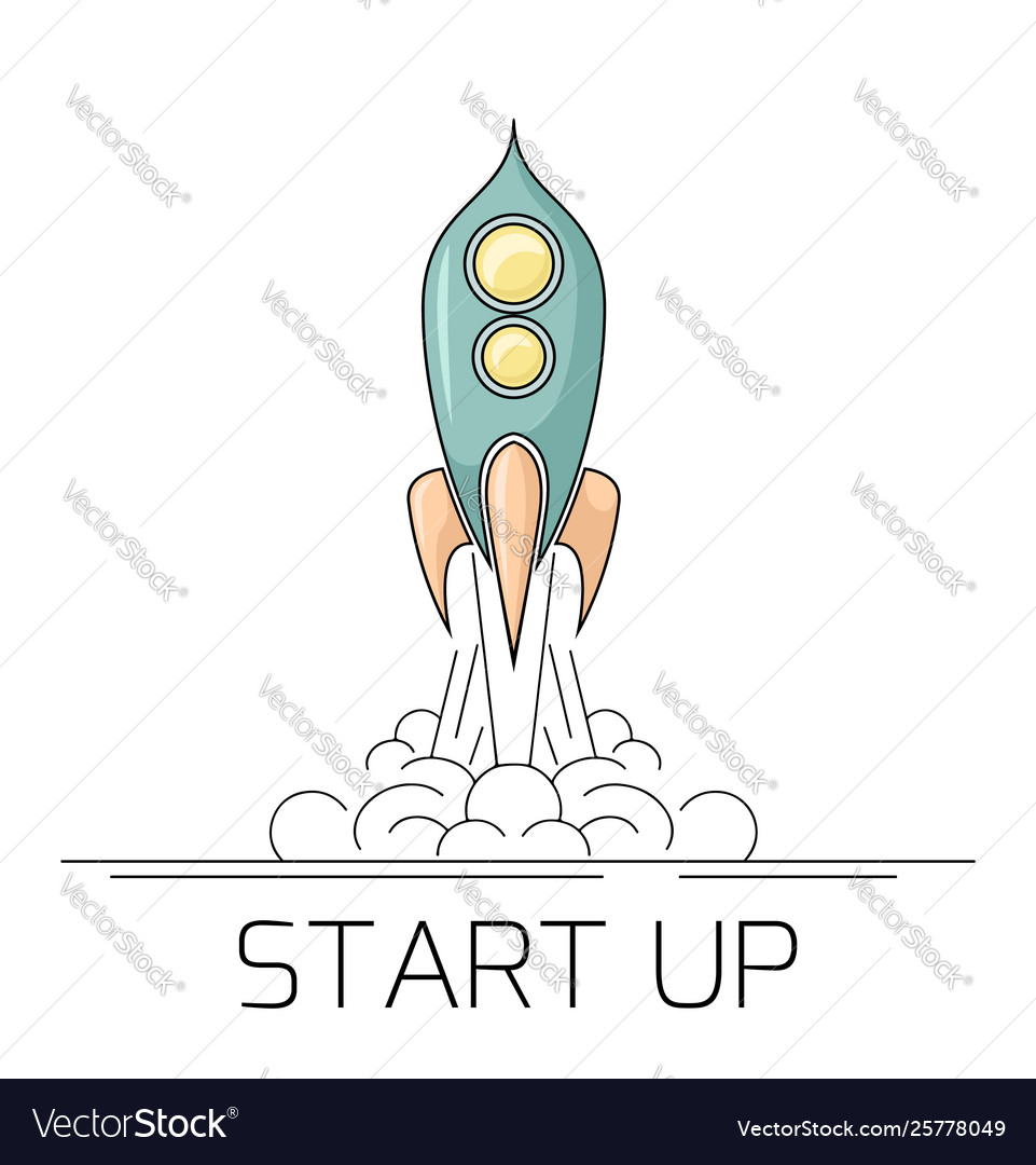 Contour a retro space rocket vector image Contour a retro space rocket