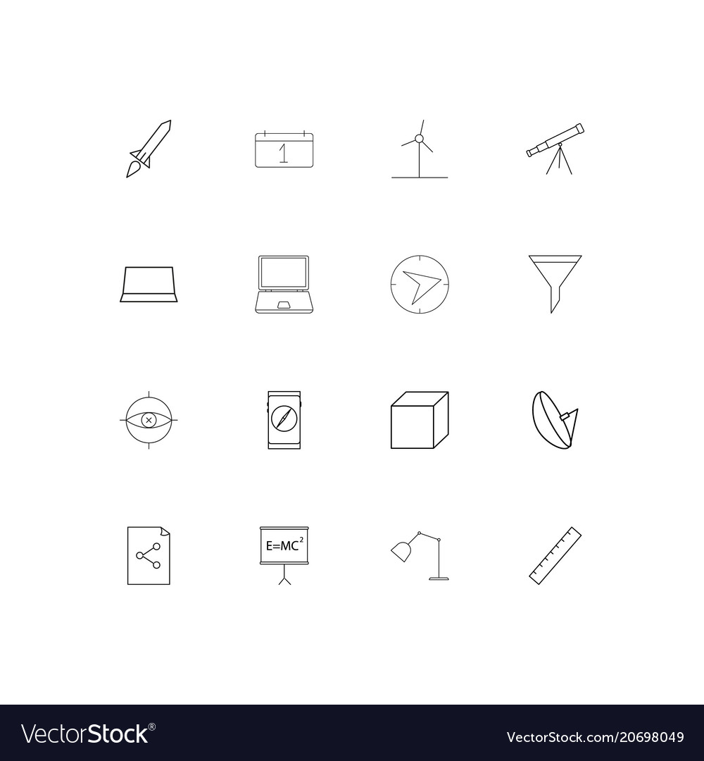 Education and science simple linear icons set