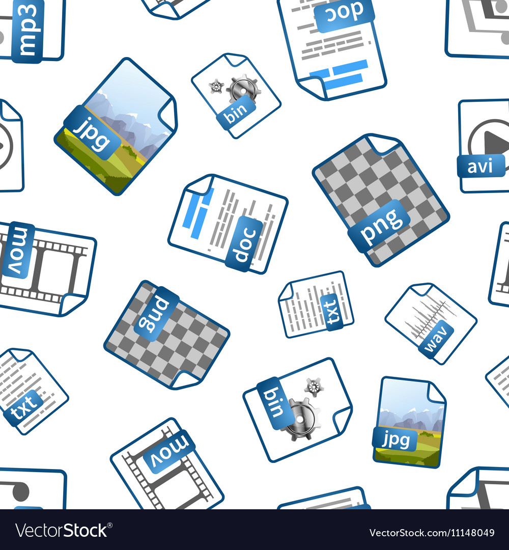 File icons with extensions on white seamless