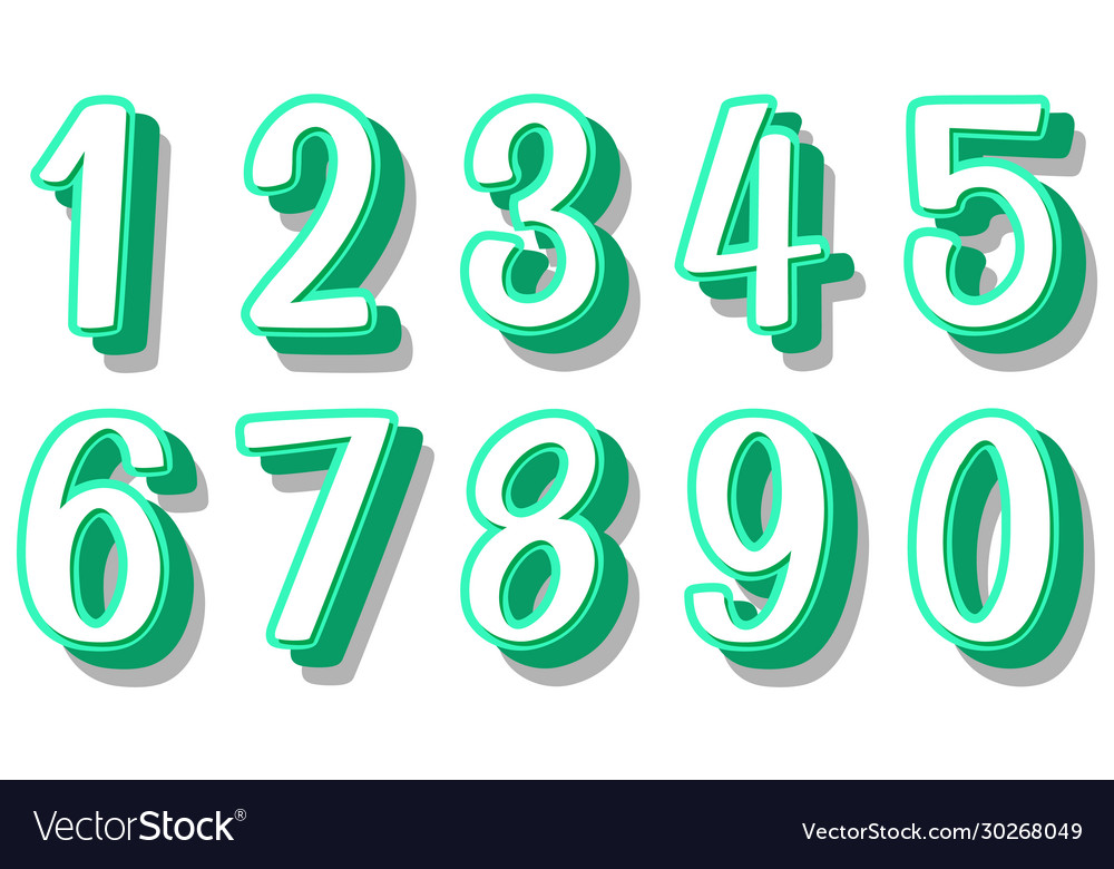 Font design for numbers one to zero on white vector image Font design for numbers one to zero on white