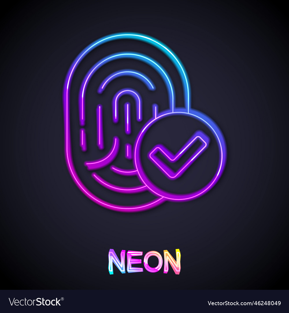 Glowing neon line fingerprint icon isolated