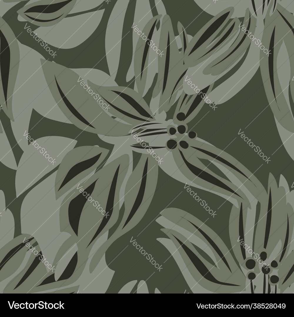 Green floral seamless pattern background Vector Image