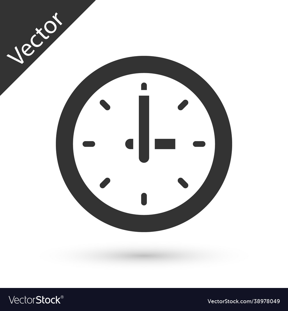 Grey clock icon isolated on white background time Vector Image Grey clock icon isolated on white background time