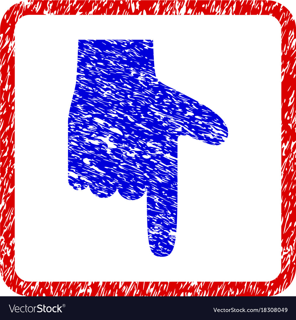 Hand pointer down grunge framed icon