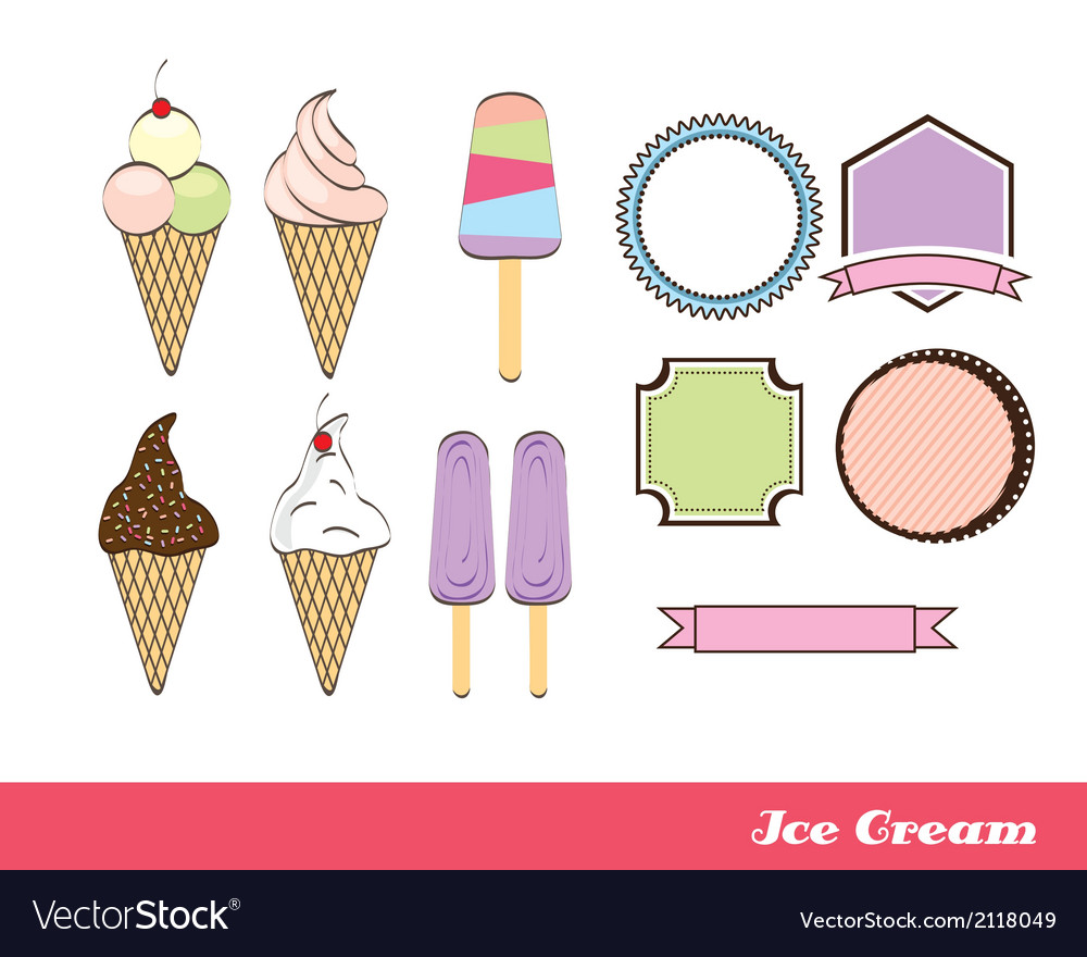 Ice cream with tags isolated over white background
