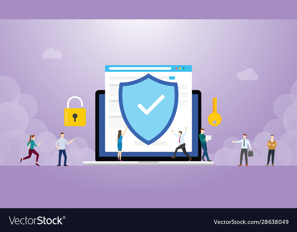 Internet security concept with browser and people vector image Internet security concept with browser and people