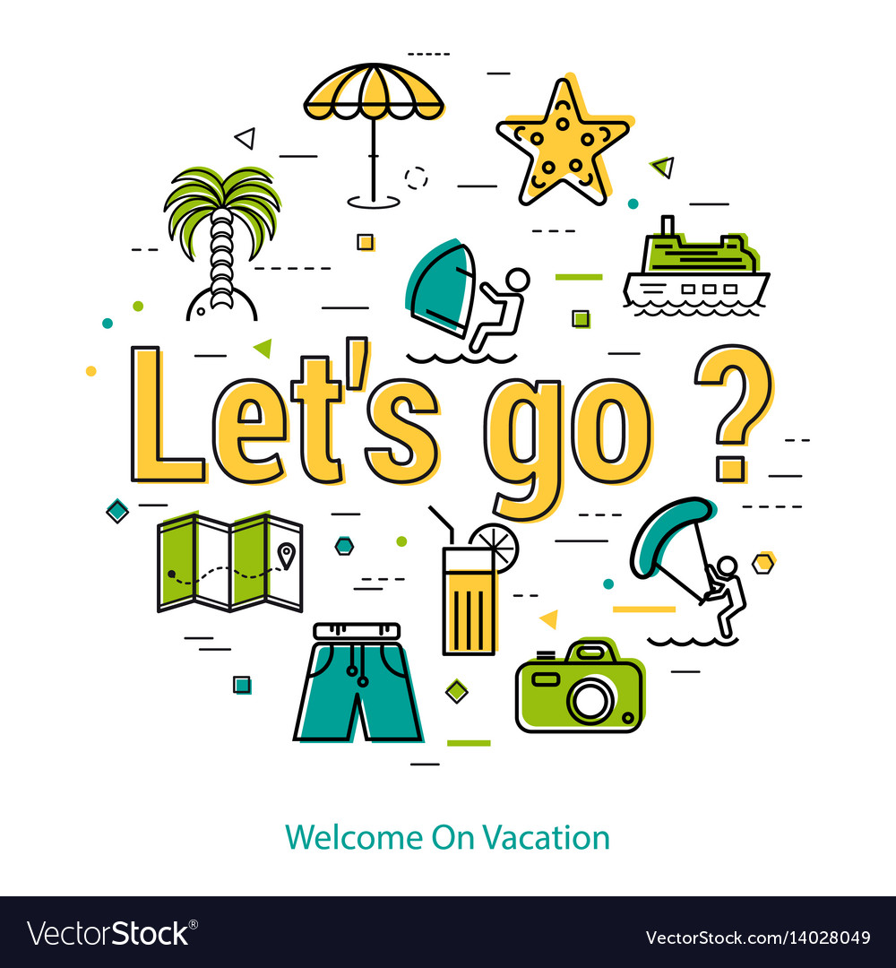 lets-go-to-vacation-round-line-concept-vector-image