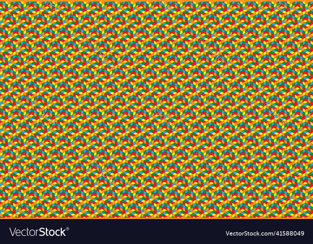 Magische Würfel Muster nahtlose Design Farbe Block vector image Magische Würfel Muster nahtlose Design Farbe Block