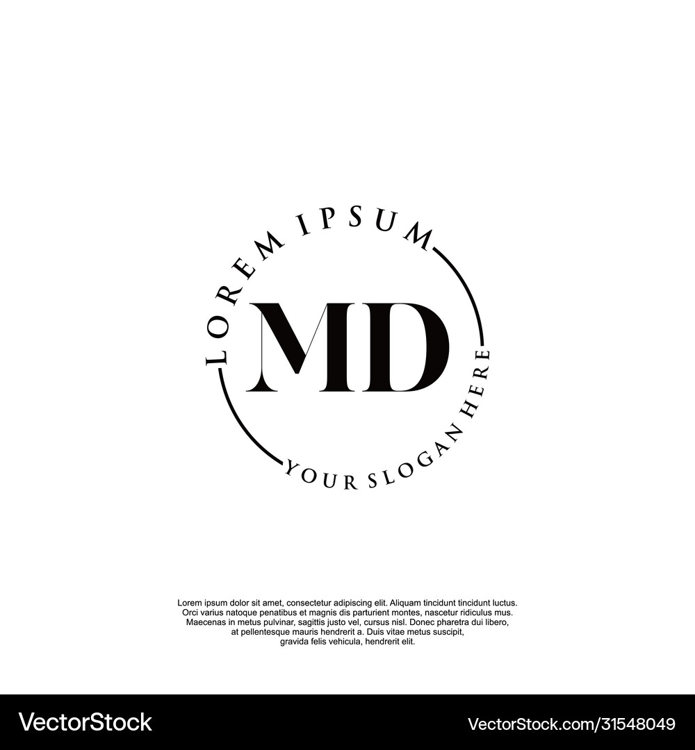 Md initial handwriting logo design Royalty Free Vector Image