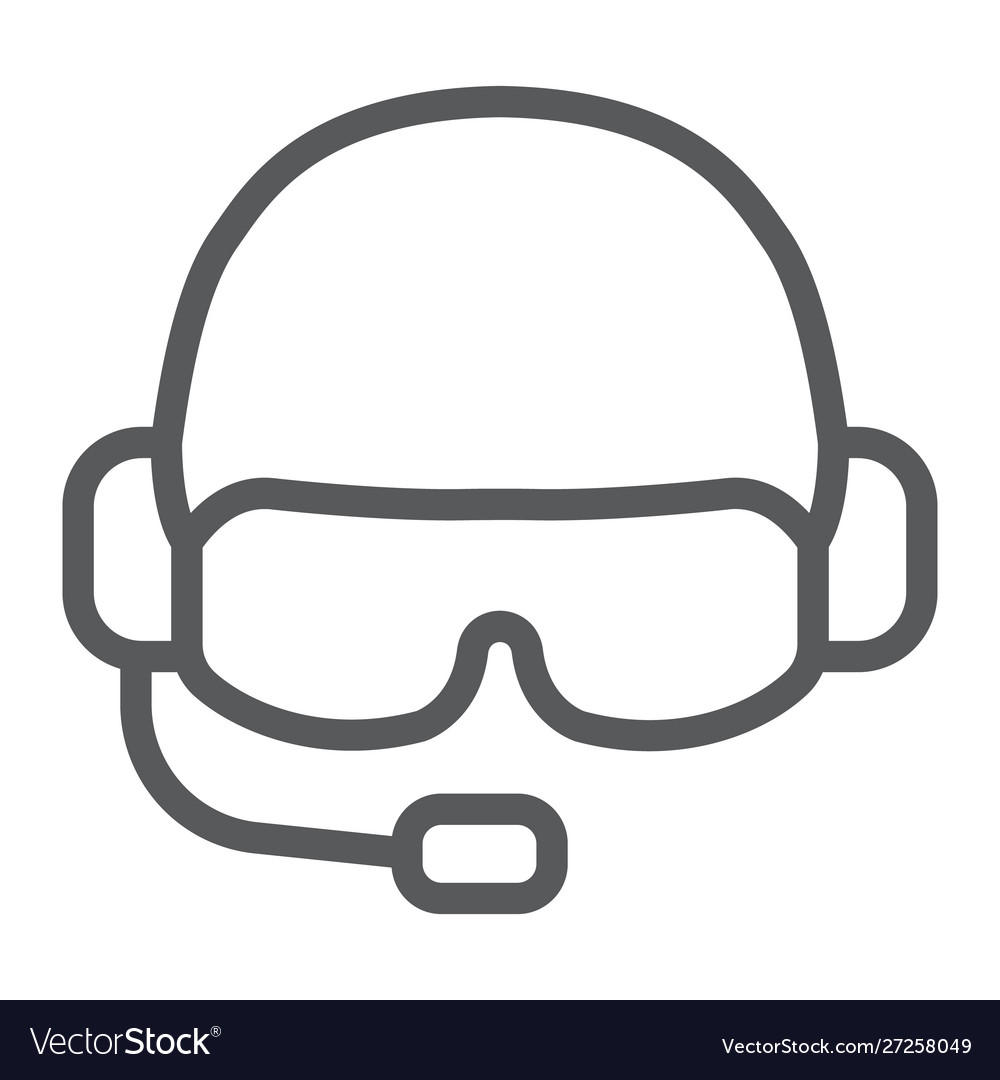 Military helmet line icon army and